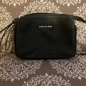 Michael Kors black w/ silver  small crossbody  w/ adjustable long strap